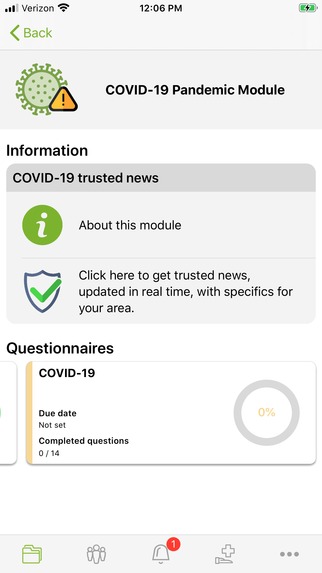 Risk stratification patient dashboard updated by patients  – screenshot 1