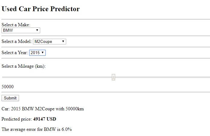 Used Car Price Predictor – screenshot 1