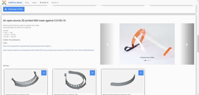 Easily download 3D Printable/DIY/Open src projects for COVID – screenshot 2