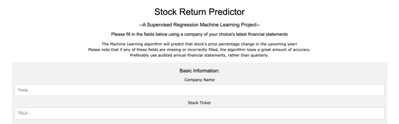 Stock Return Predictor – screenshot 1