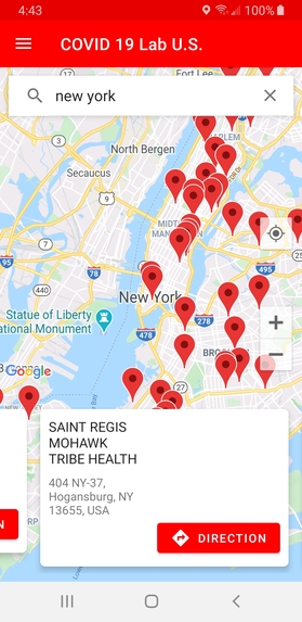Covid-19 Lab Test in The U.S. – screenshot 1