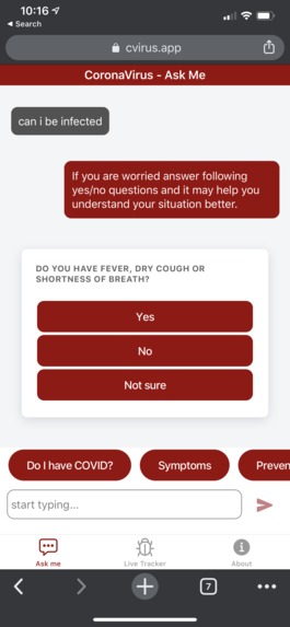 COVID19 Digital Assistant – screenshot 1