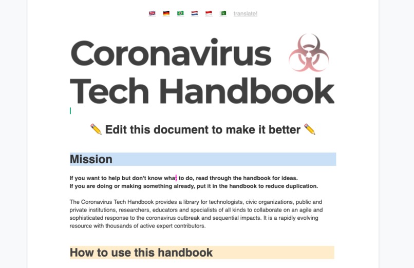 Coronavirus Tech Handbook  – screenshot 1