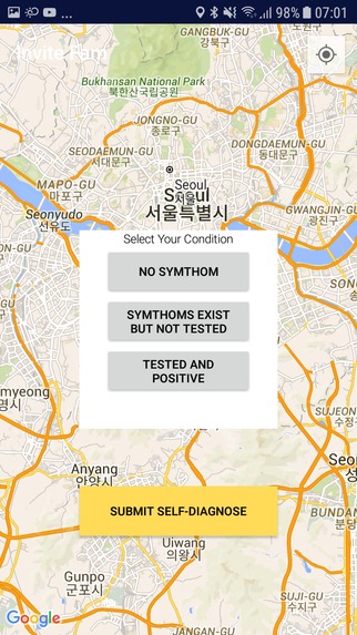 Maping Covid 19 self diagnose and tracker app – screenshot 1