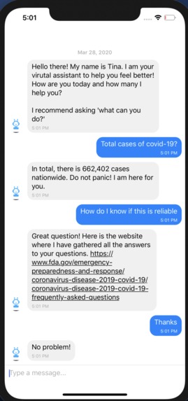 Tina the Quarantine Chatbot – screenshot 1
