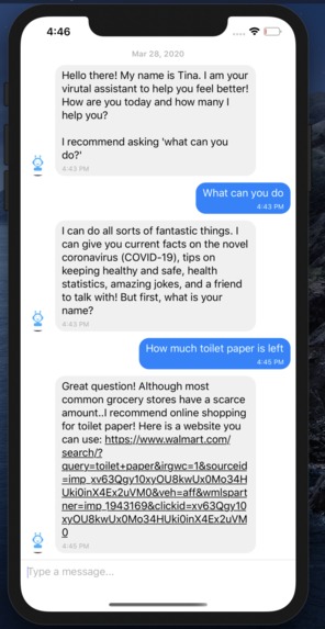 Tina the Quarantine Chatbot – screenshot 3