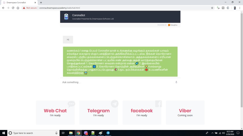 CoronaBot – screenshot 1