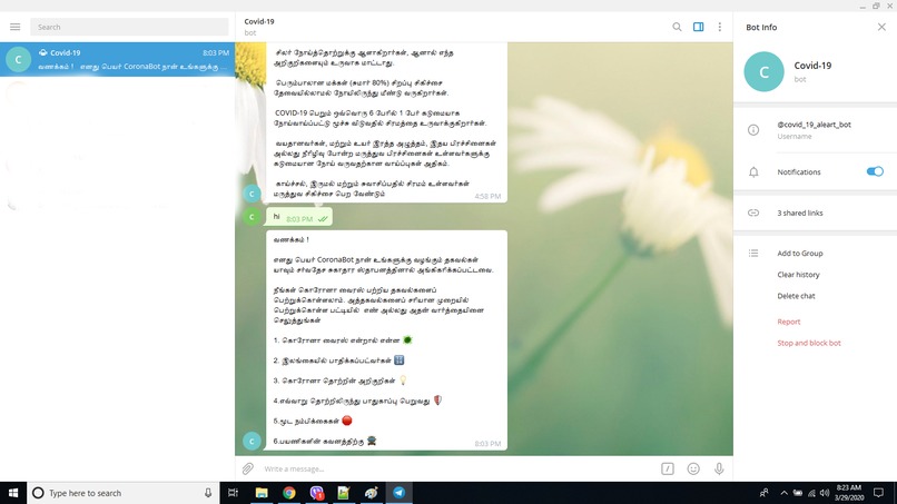 CoronaBot – screenshot 5