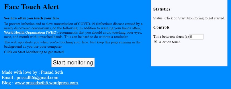Face Touch Alert App – screenshot 1
