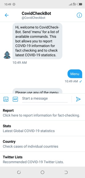 CovidCheckBot – screenshot 2