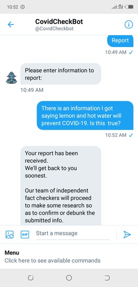 CovidCheckBot – screenshot 3