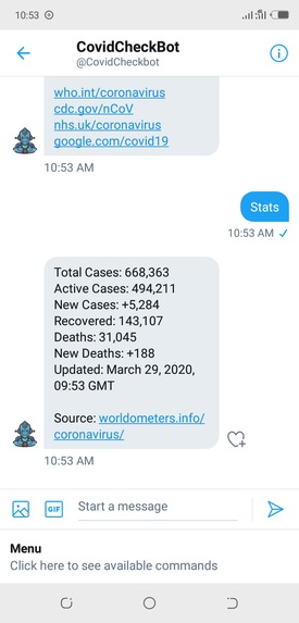 CovidCheckBot – screenshot 4