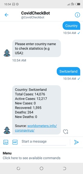CovidCheckBot – screenshot 5