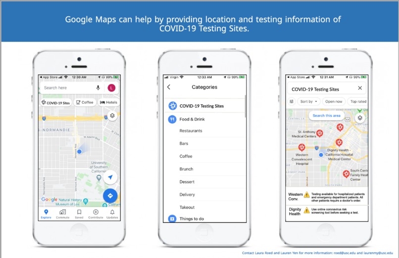 COVID-19 Testing Site Feature to Maps App – screenshot 1