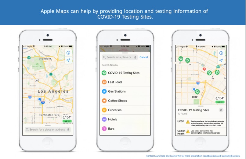 COVID-19 Testing Site Feature to Maps App – screenshot 2