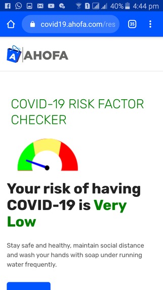 Covid-19 Risk Factor  Assessment Tool – screenshot 1