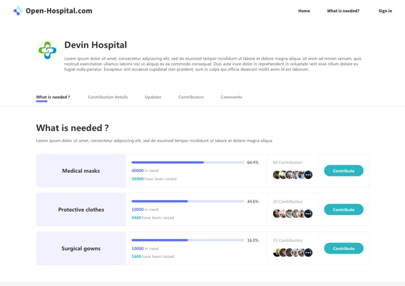 OpenHospital: Online hub for medical equipment fundraisers – screenshot 2