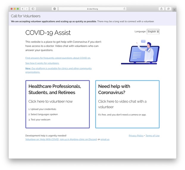 doc19.org - telehealth for COVID-19 – screenshot 1