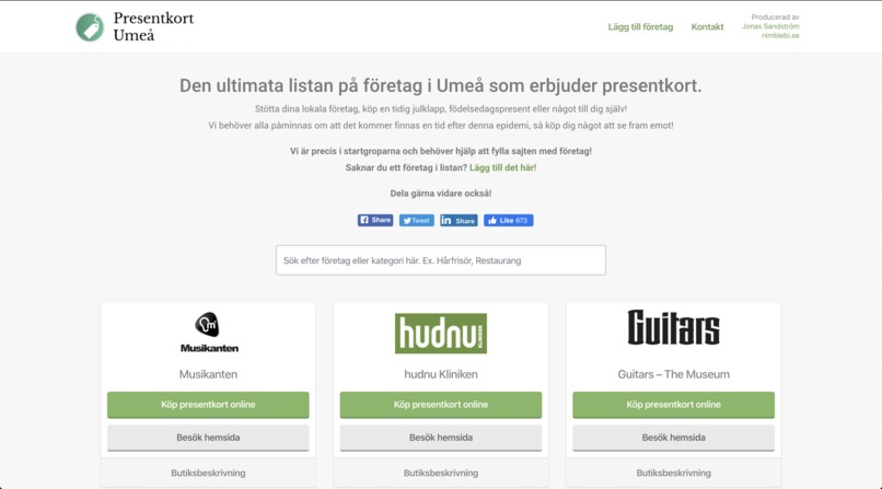 Presentkort Umeå - #supportyourlocal business with giftcards – screenshot 1