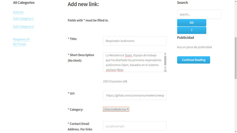 Freecircuit,  covid  projects hosting – screenshot 1
