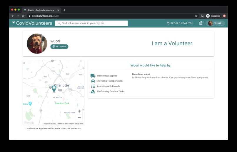 CovidVolunteers.org – screenshot 4