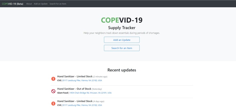 COPEVID-19 Supply Tracker – screenshot 1
