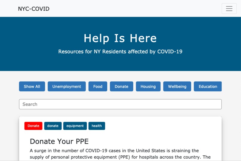 Help Is Here - Resource Aggregator for New Yorkers – screenshot 1