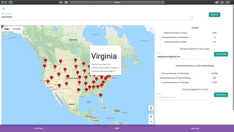 COVID Predictor and Notifier – screenshot 1