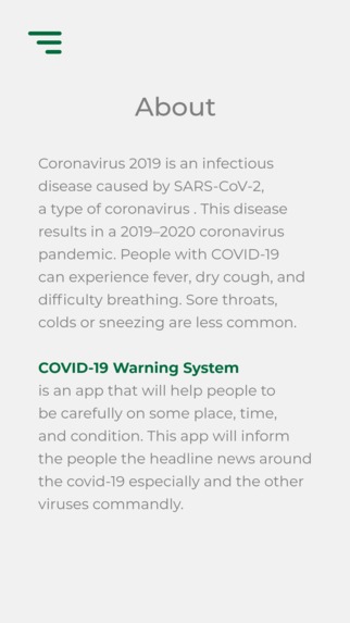 COVID-19 Warning System – screenshot 2