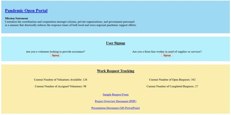 Pandemic Open Portal – screenshot 1