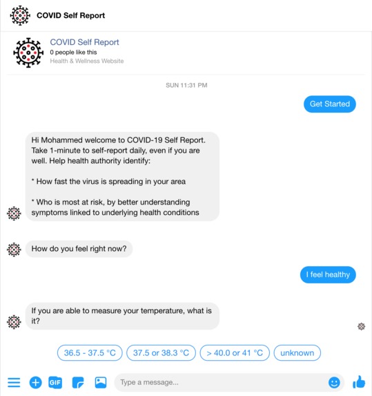 COVID-19 Daily Self Report – screenshot 1
