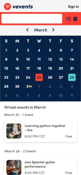vEvents – screenshot 1
