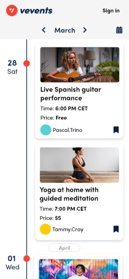 vEvents – screenshot 2