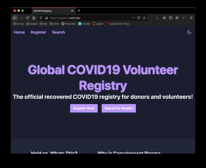 Global COVID19 Registry – screenshot 2