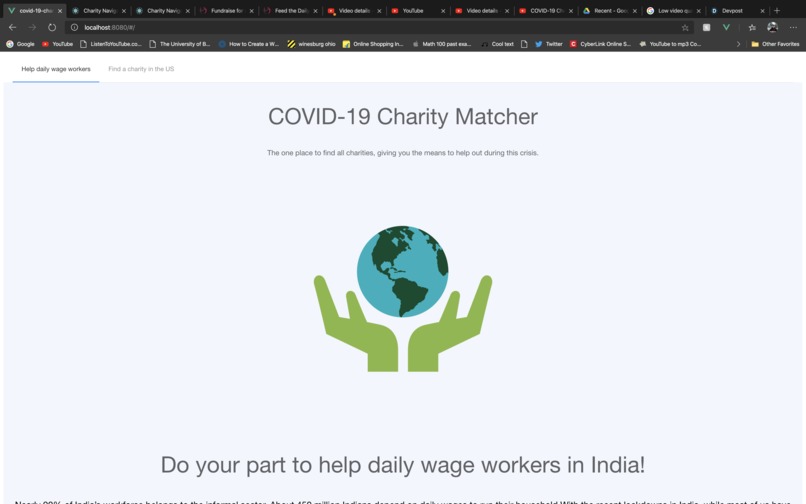 COVID-19 Charity Matcher – screenshot 1