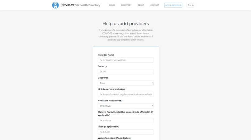 COVID-19 Telehealth Directory – screenshot 4