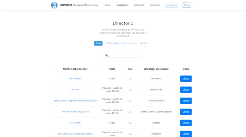 COVID-19 Telehealth Directory – screenshot 5