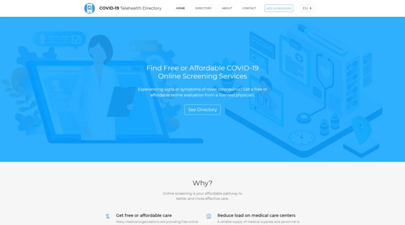 COVID-19 Telehealth Directory – screenshot 2