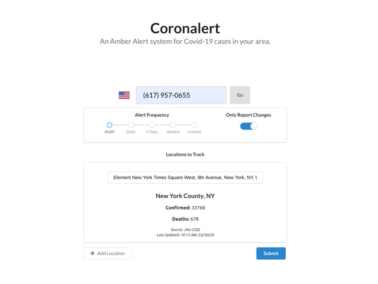 Coronalert – screenshot 1