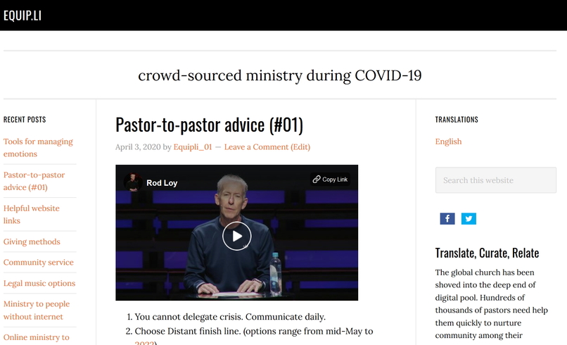 Equip.li ~ multi-lingual WP site enhancing church connection – screenshot 1