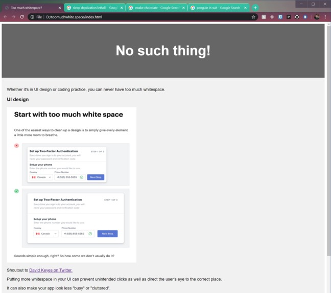 toomuchwhite.space – screenshot 1
