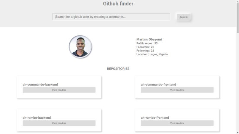Github User finder – screenshot 1