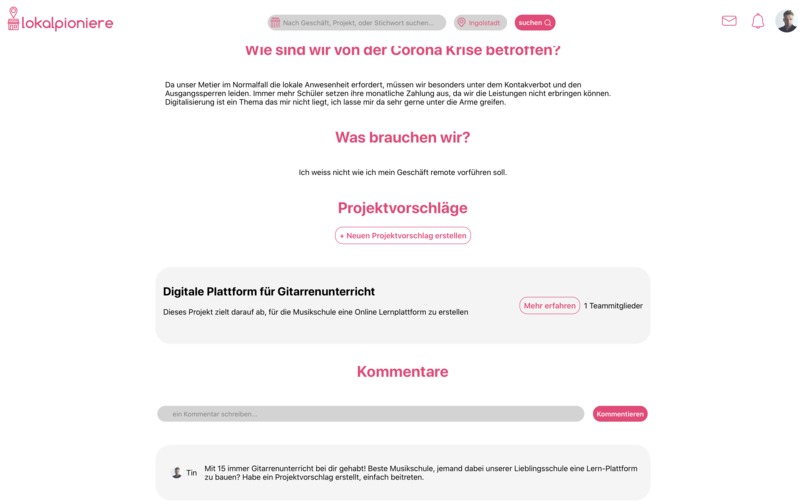 lokalpioniere Die Plattform für Zusammenarbeit in der Region – screenshot 3