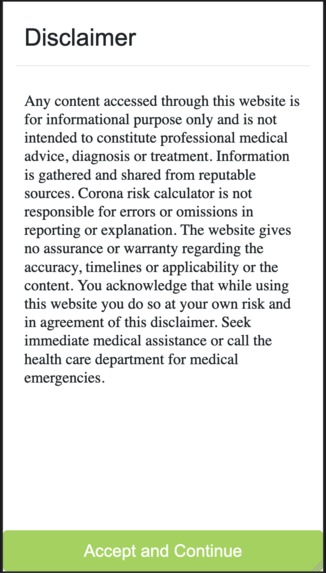 Corona Risk Calculator – screenshot 2