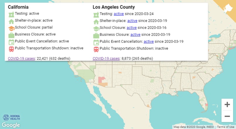 Hikma Health COVID-19 US County Policy Map – screenshot 1