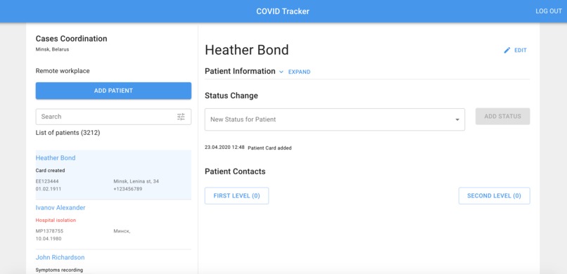COVID Cases Tracking Platform – screenshot 1
