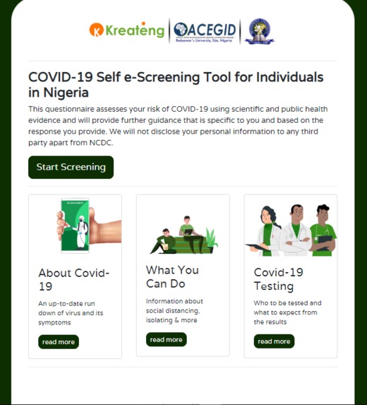 Covid-19 Self E-screening tool – screenshot 4