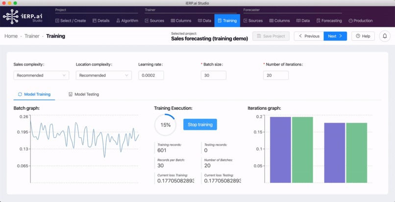 iERP.ai sales forecasting with Corona – screenshot 1