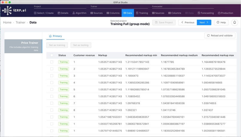 iERP.ai sales forecasting with Corona – screenshot 4