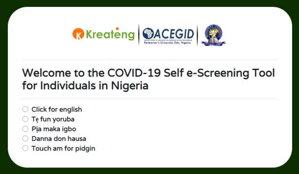 Covid-19 Self E-screening tool – screenshot 1